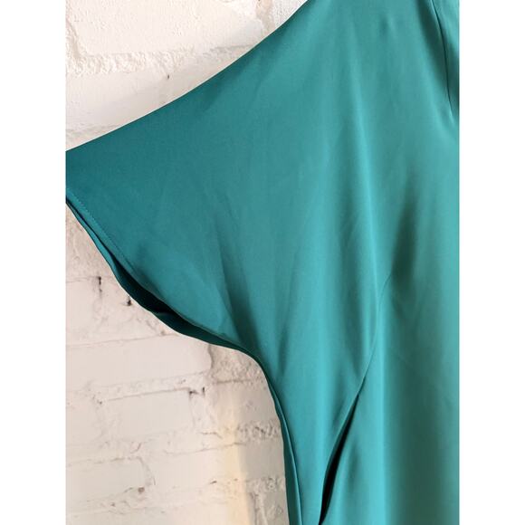 Lands’ End Green V-Neck Shift Dress Short Sleeve Size 16W Plus - Picture 3 of 8